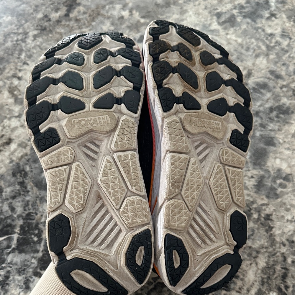 Hoka Black Running Shoes with Coral & Orange Accents - Picture 3 of 6